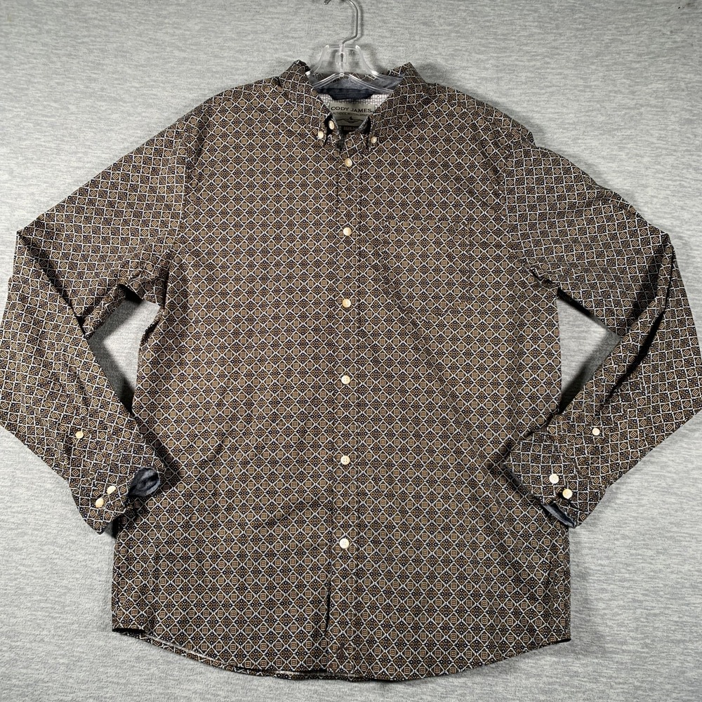 Cody James Shirt Mens XL Brown Geometric Western Long Sleeve Button Front